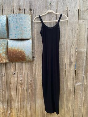 Classic Black Velvet Maxi Slip Dress - Women's
